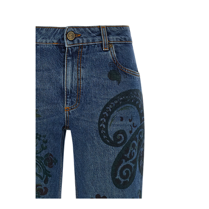 Flared Jeans with Flower and Bee Print