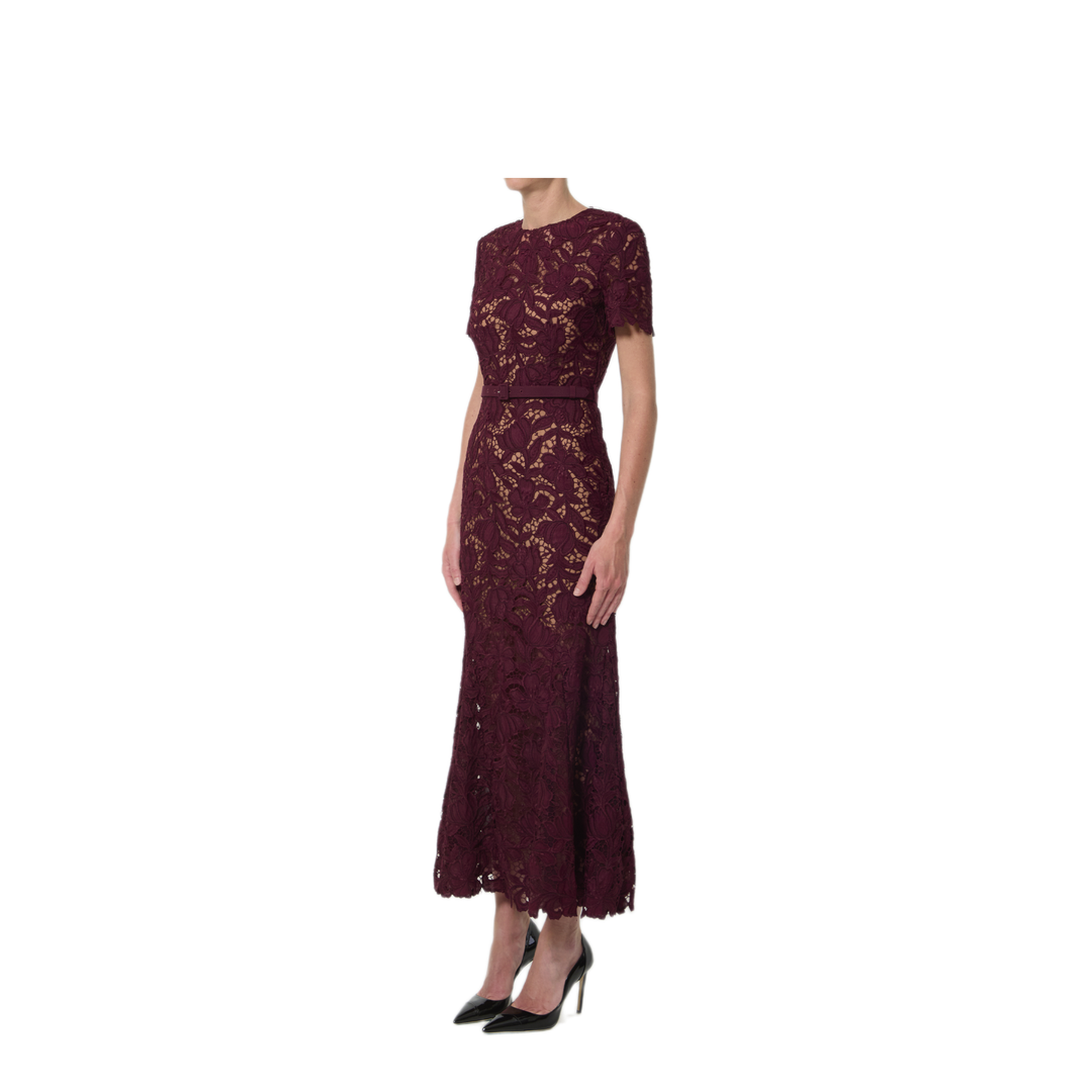 MAYFEYR - Self Portrait - Burgundy Lace Midi Dress - PF26107MBU