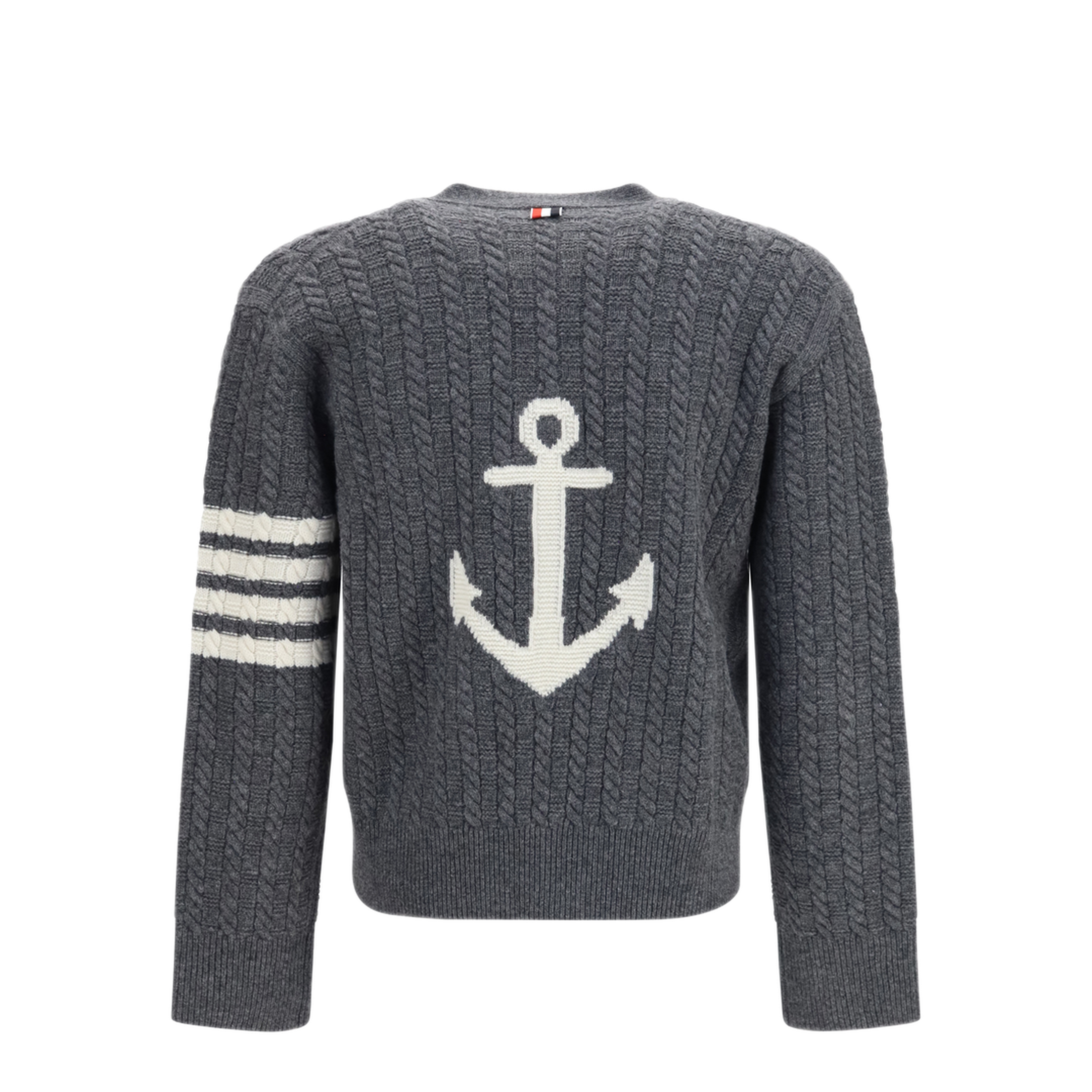 MAYFEYR - Thom Browne - V Neck Sweater With Anchor Embroidery - MKC661AY1005