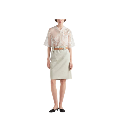 MAYFEYR - Prada - Floral-Embroidered Short-Sleeved Sheer Shirt - P433BRS18214KFF0009