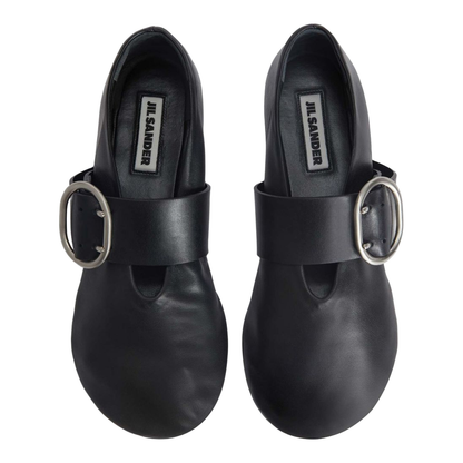 Leather Ballet Flat in Black