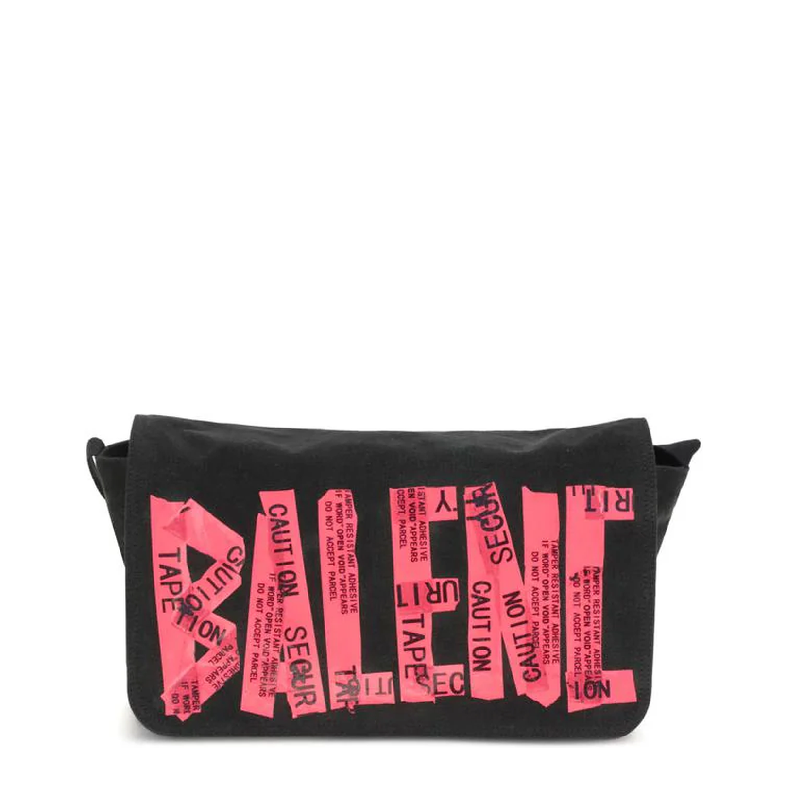 Tape Type Flap Messenger Bag Small in Black/red