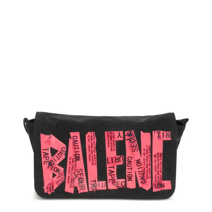 Tape Type Flap Messenger Bag Small in Black/red