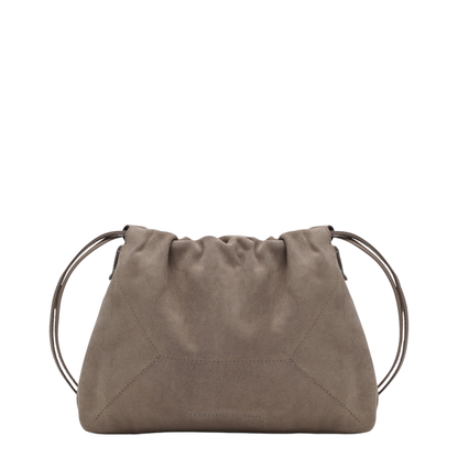 Duo Pouch Brown Suede Bag with Monile Detail