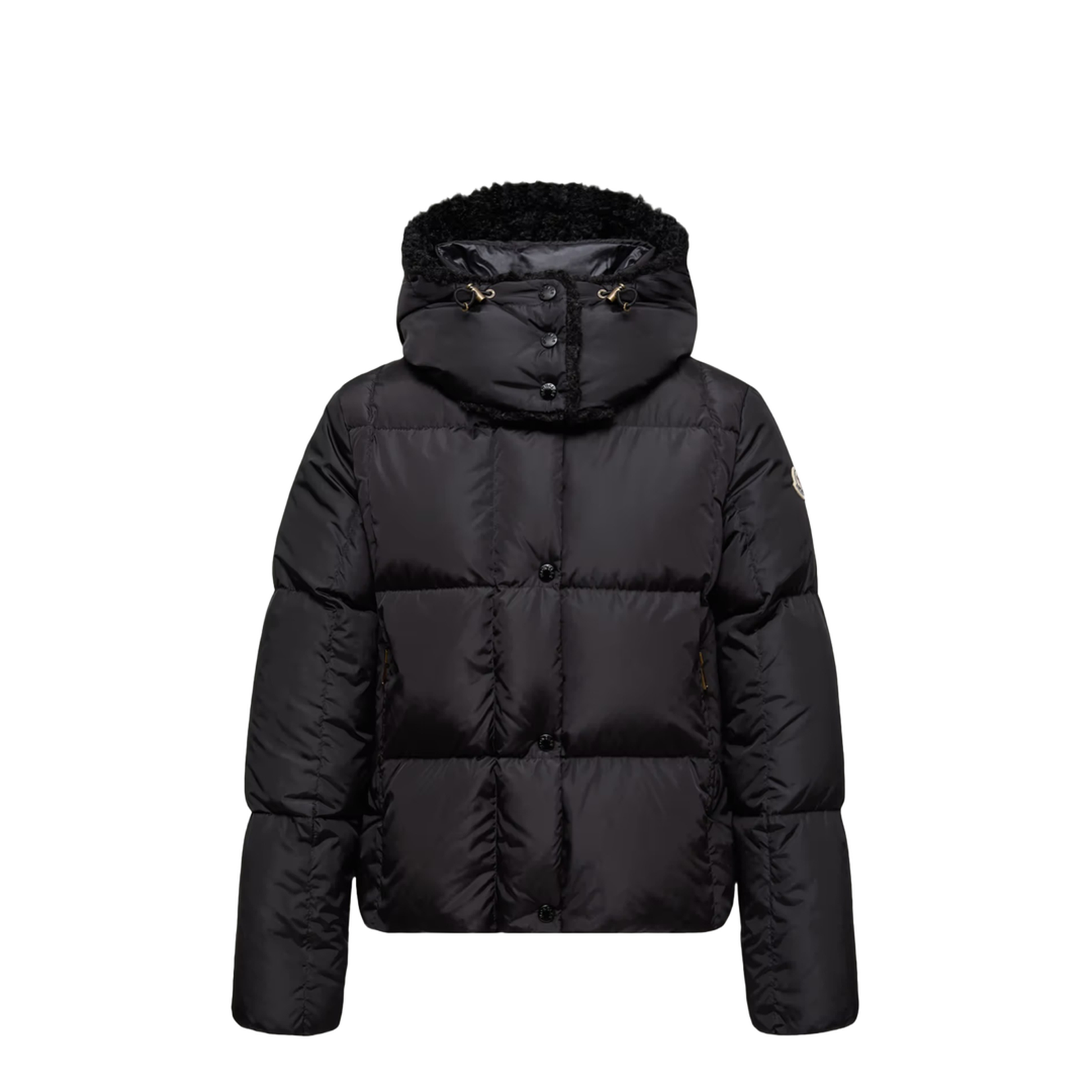 Black Castelnou Square-Quilted Hooded Short Down Jacket