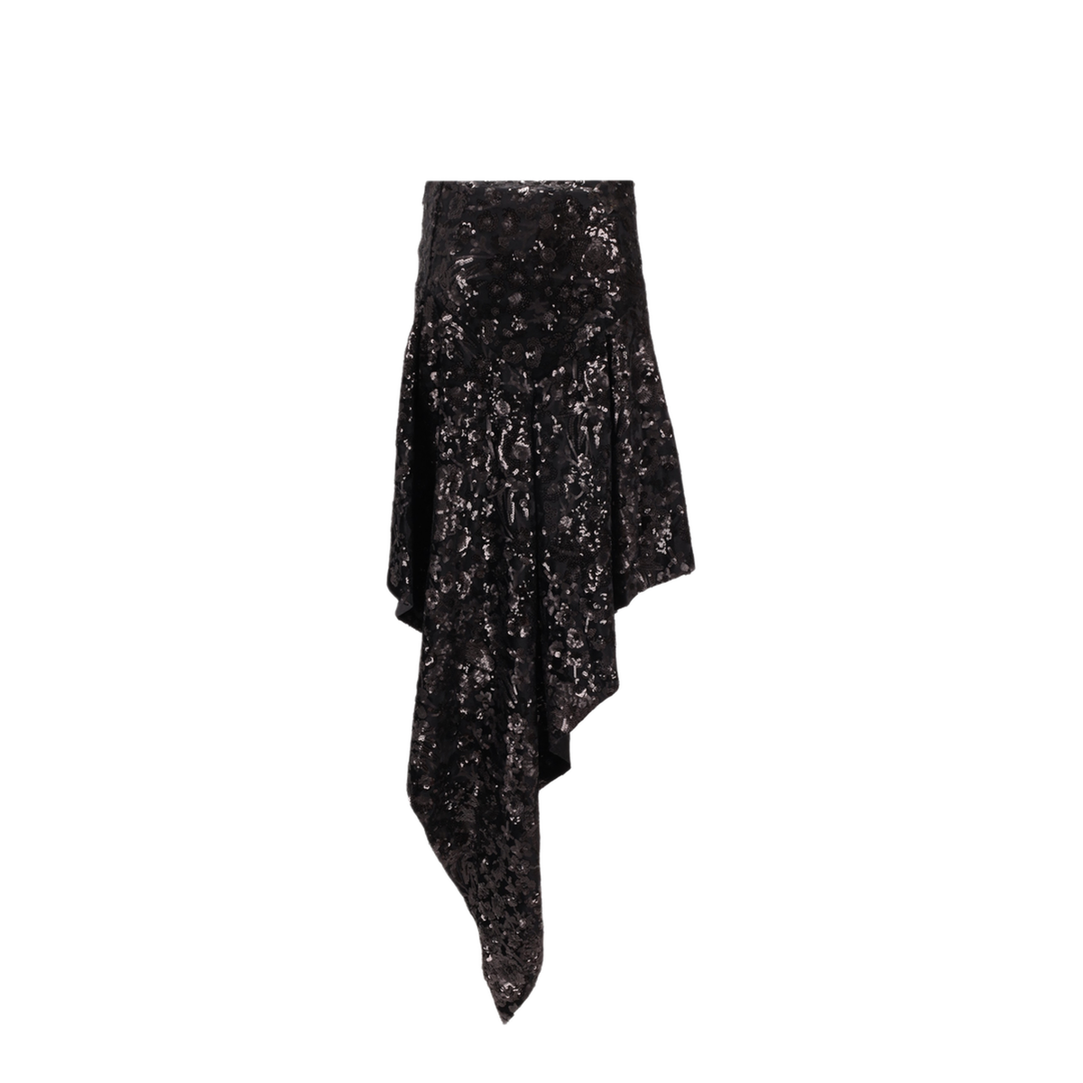 MAYFEYR - NICCOLÒ PASQUALETTI - Cascata Skirt Floral Sequin Embroidered Velvet - NP08S001FSEVB