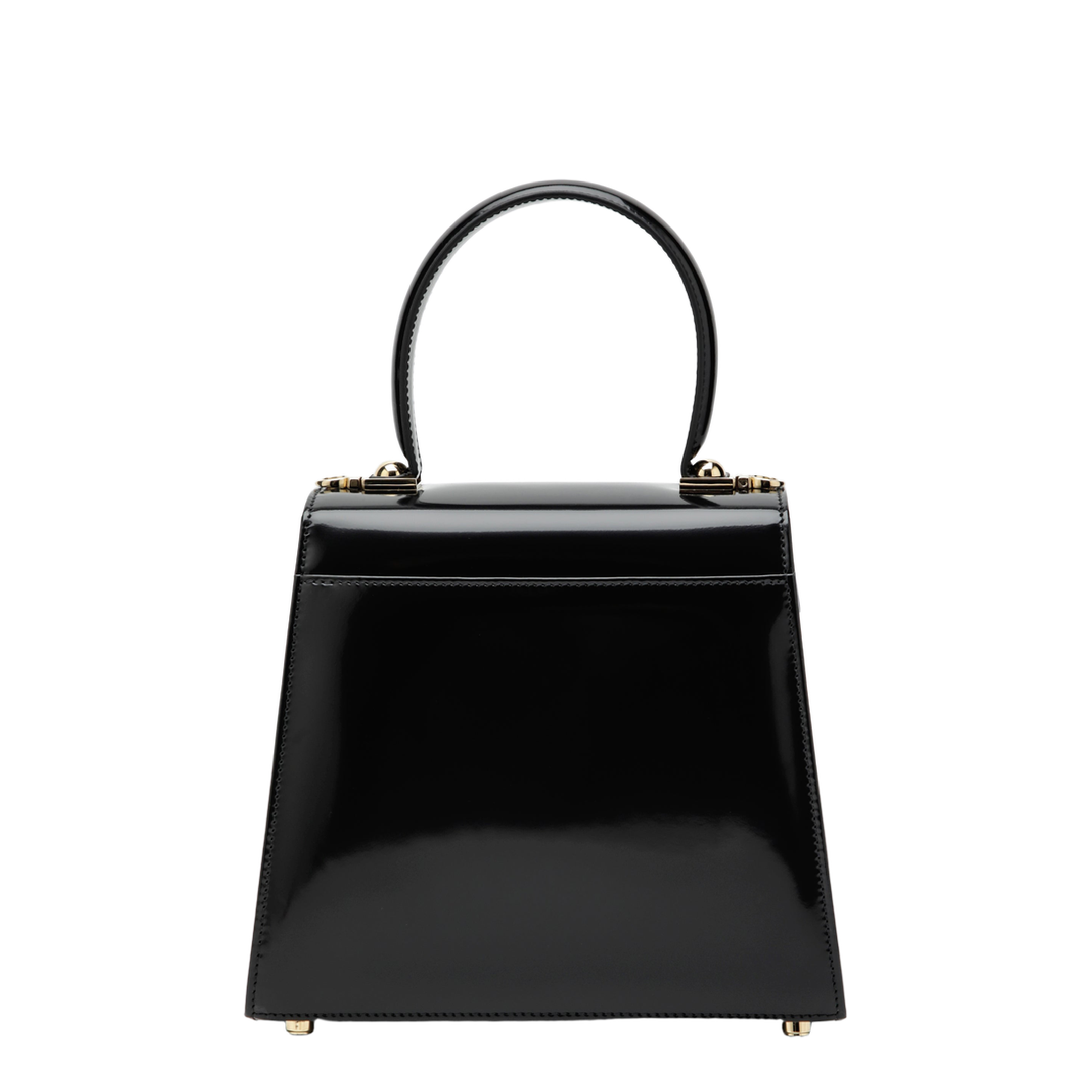 Small Black Leather Top-Handle Bag with Gancini Closure