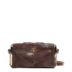Panthea Small Suede and Nappa Shoulder Bag - Brown
