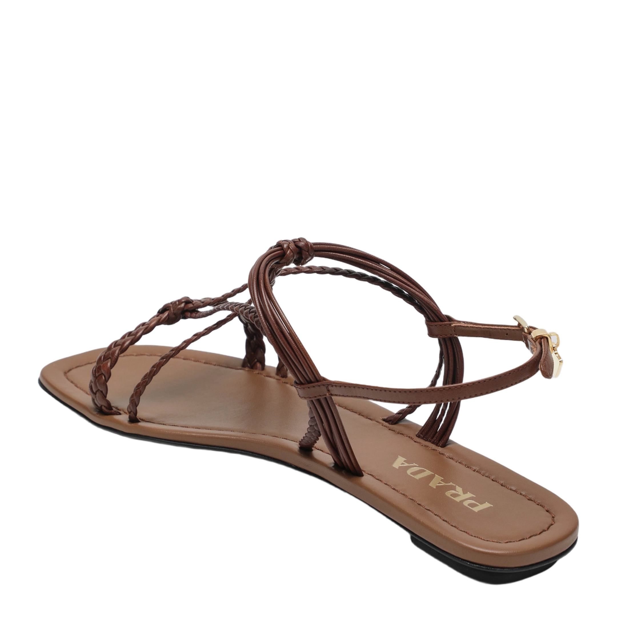 MAYFEYR - Prada - Leather Flat Sandals In Tan - 1X406O005011F0054
