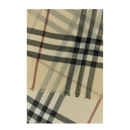 Giant Check Wool Scarf - Cream