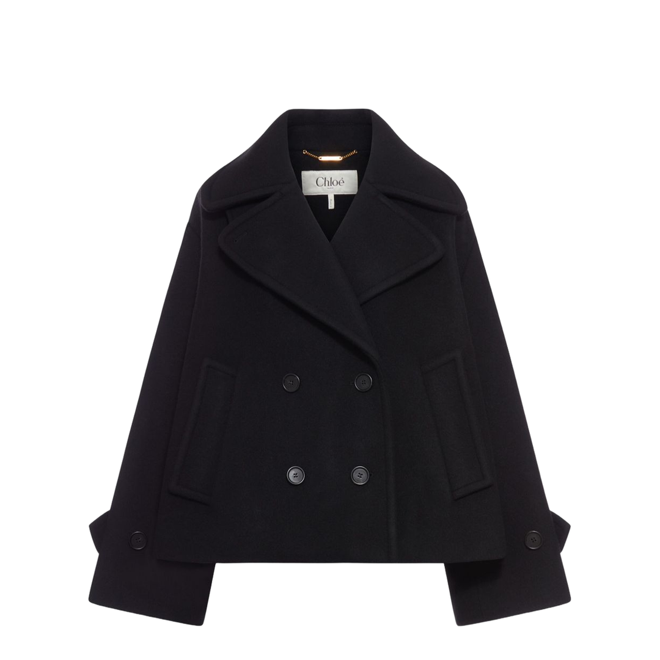Oversized Wool Short Coat - Black