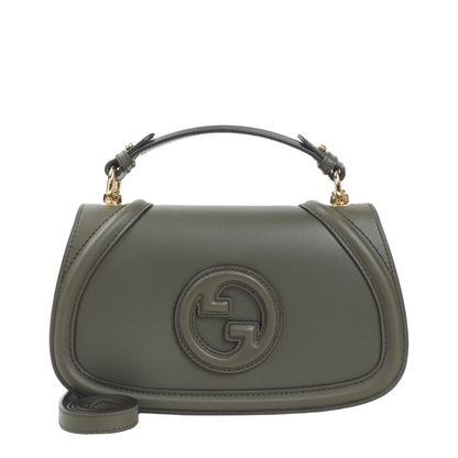 Blondie Medium Top Handle Bag in Forest Green Leather
