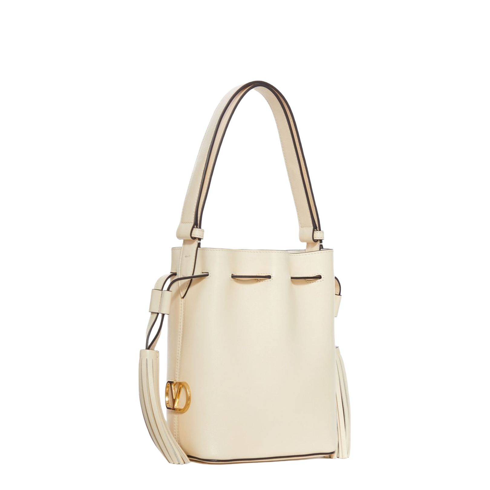 Leather Bucket Bag White