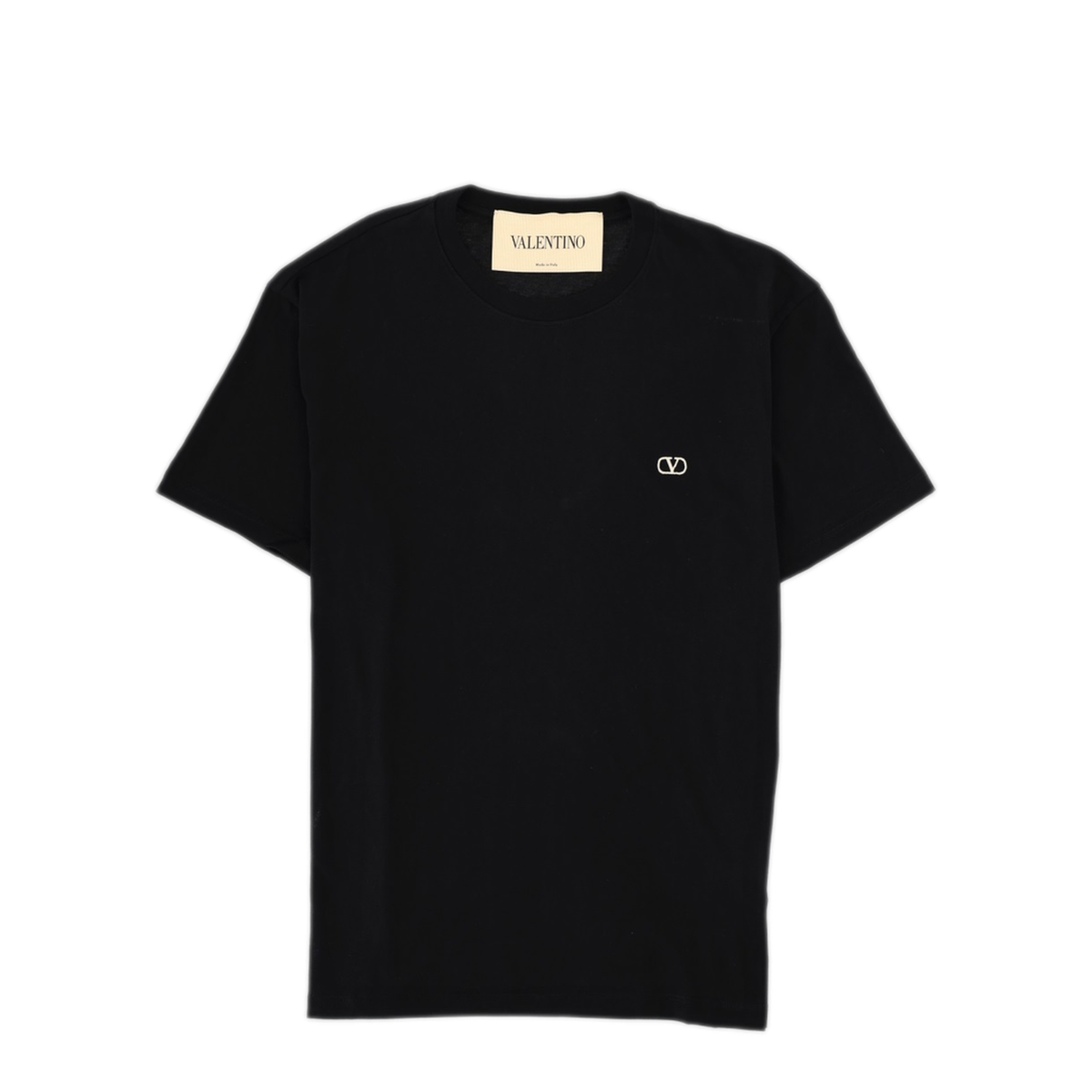 Black Cotton T-Shirt With Vlogo Embroidery