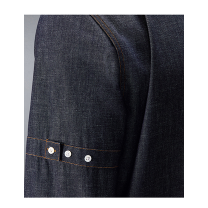 MAYFEYR - Thom Browne - L/S Bd Straight Fit Shirt With Rwb Inner Cuff Detail And Self Armband In Shirting Denim - MWL435SF1105415
