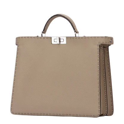 Peekaboo ISeeU Medium Canvas Top Handle Bags - Beige