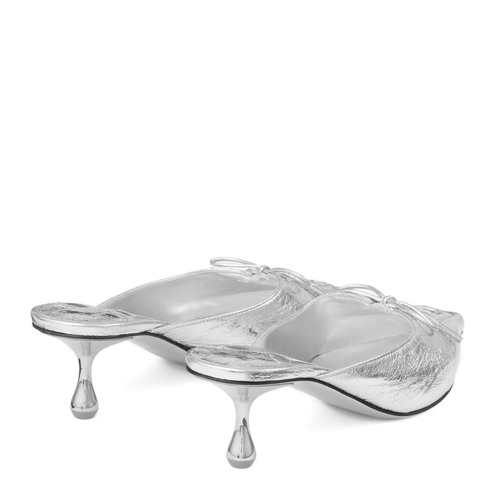 Leather Mules - Silver