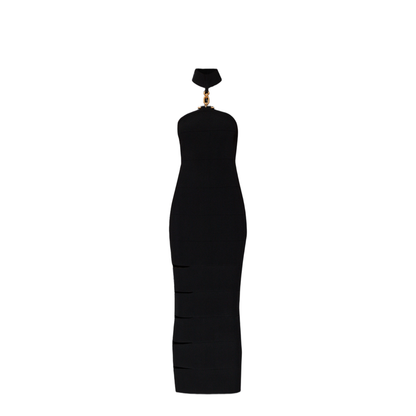 Sleeveless Long Dress with Jewelry Details
