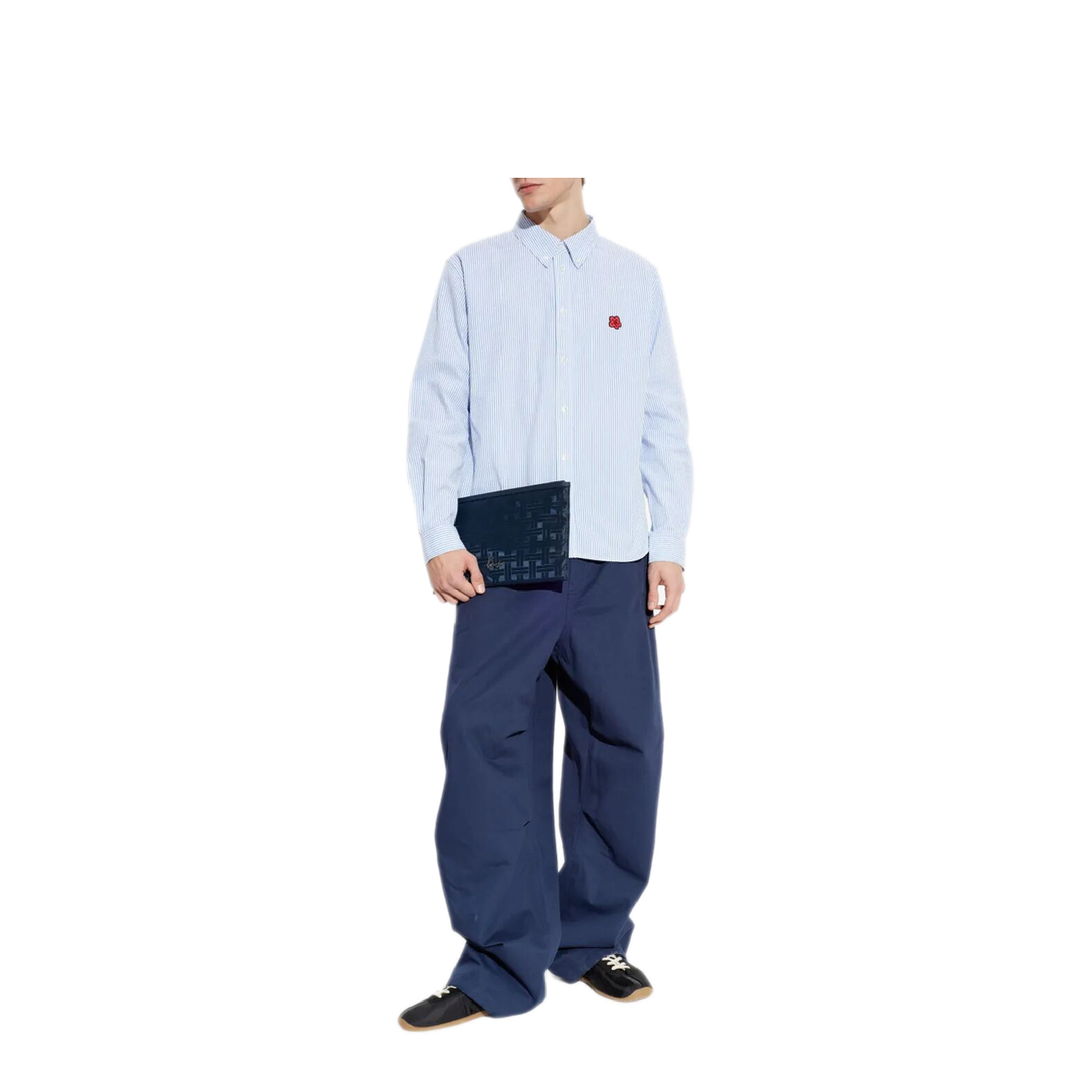 MAYFEYR - Kenzo - Boke Flower Embroidered Casual Shirt In Seersucker Cotton - FG55CH4109KB67