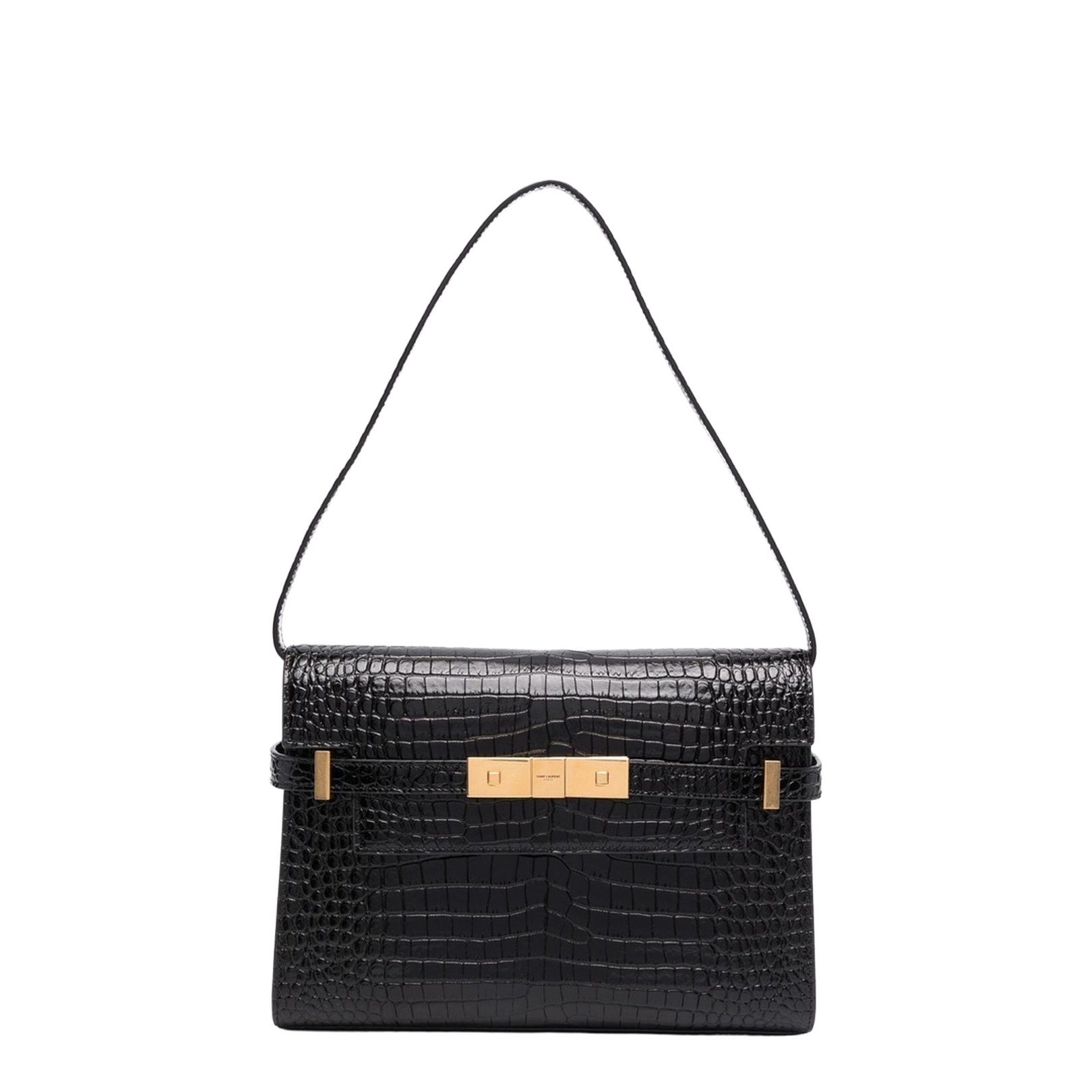 Manhattan Small in Shiny Crocodile-Embossed Leather