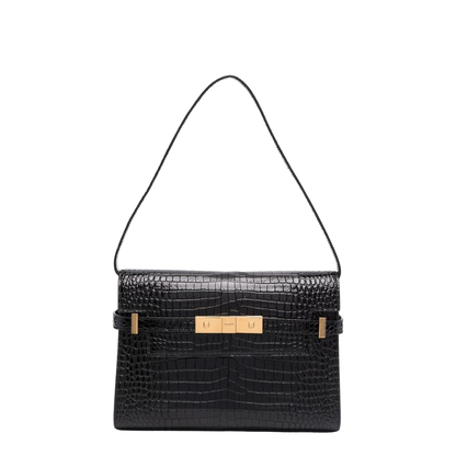 Manhattan Small in Shiny Crocodile-Embossed Leather