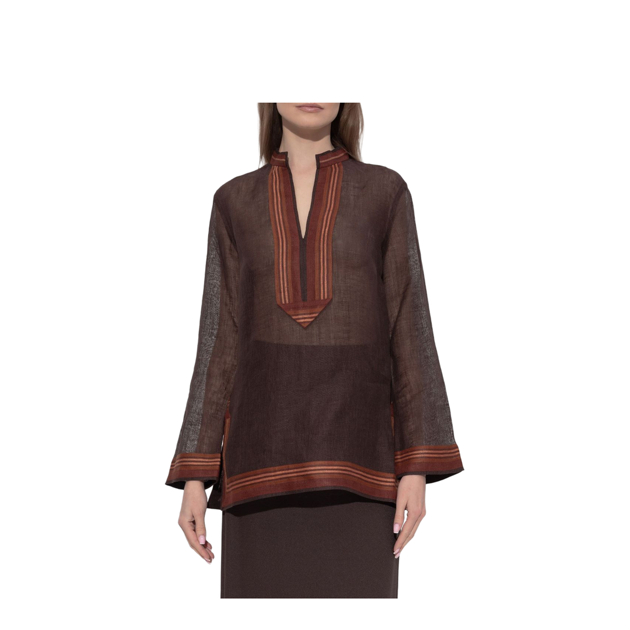 Brown Linen Blouse