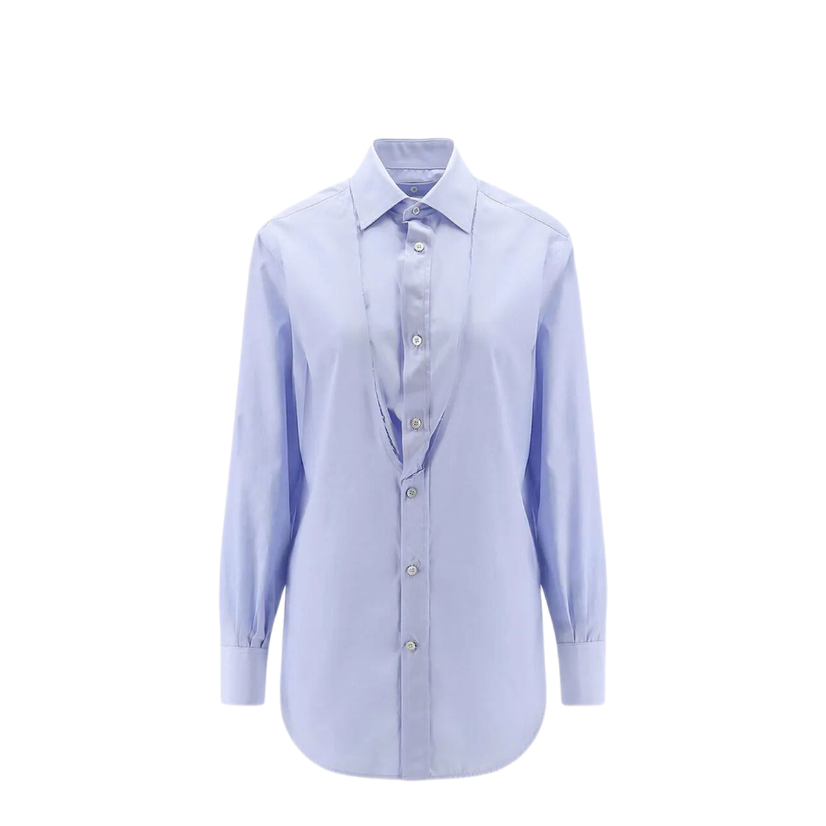 Light Blue Blouse with Folded Collar