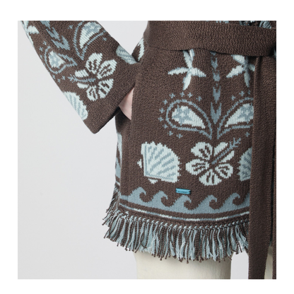 Echoes Of The Island Cardigan Sandal Wood-Wave