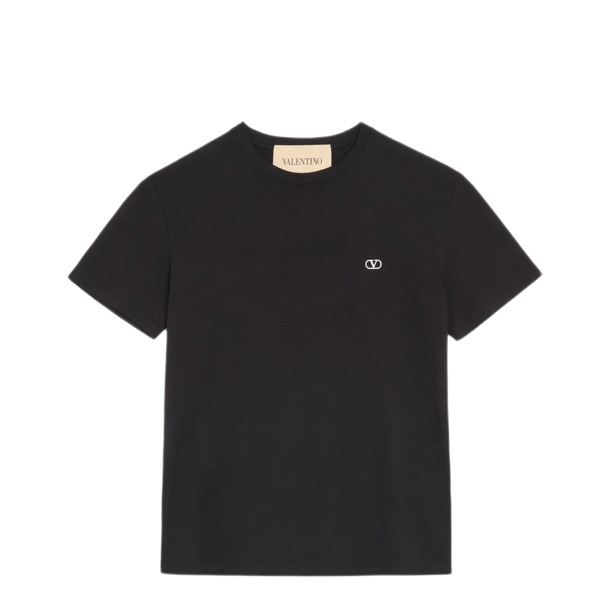 Black Cotton T-Shirt With Vlogo Embroidery
