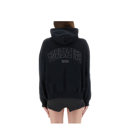 Flipped Uni Zip-up Hoodie Regular Fit in Black Faded