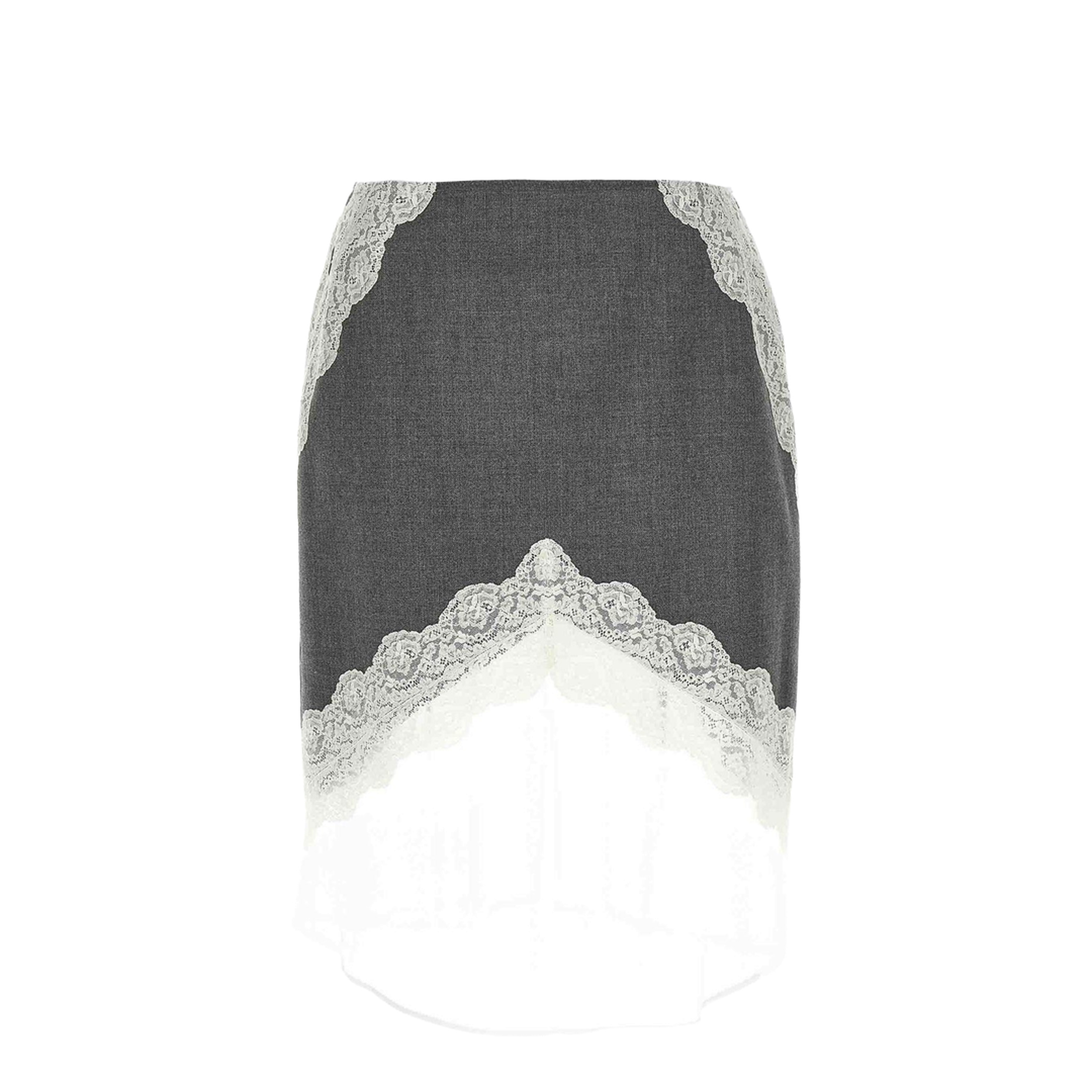 Organza Lace Wool Skirt - Grey