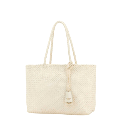 MAYFEYR - Prada - White Leather Large Shopping Bag - 1BG6392G6LF0009