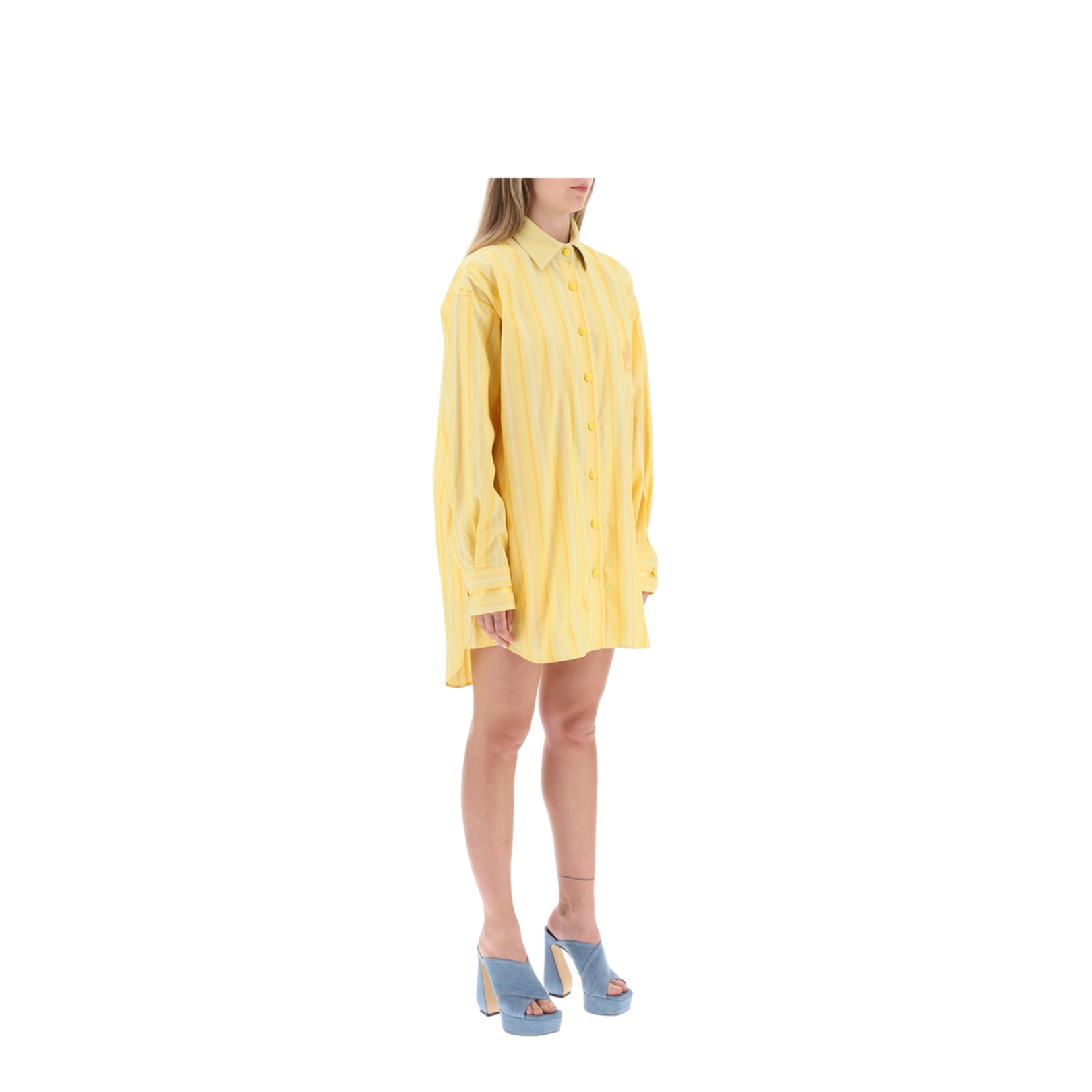 Striped Shirt Dress - Yellow