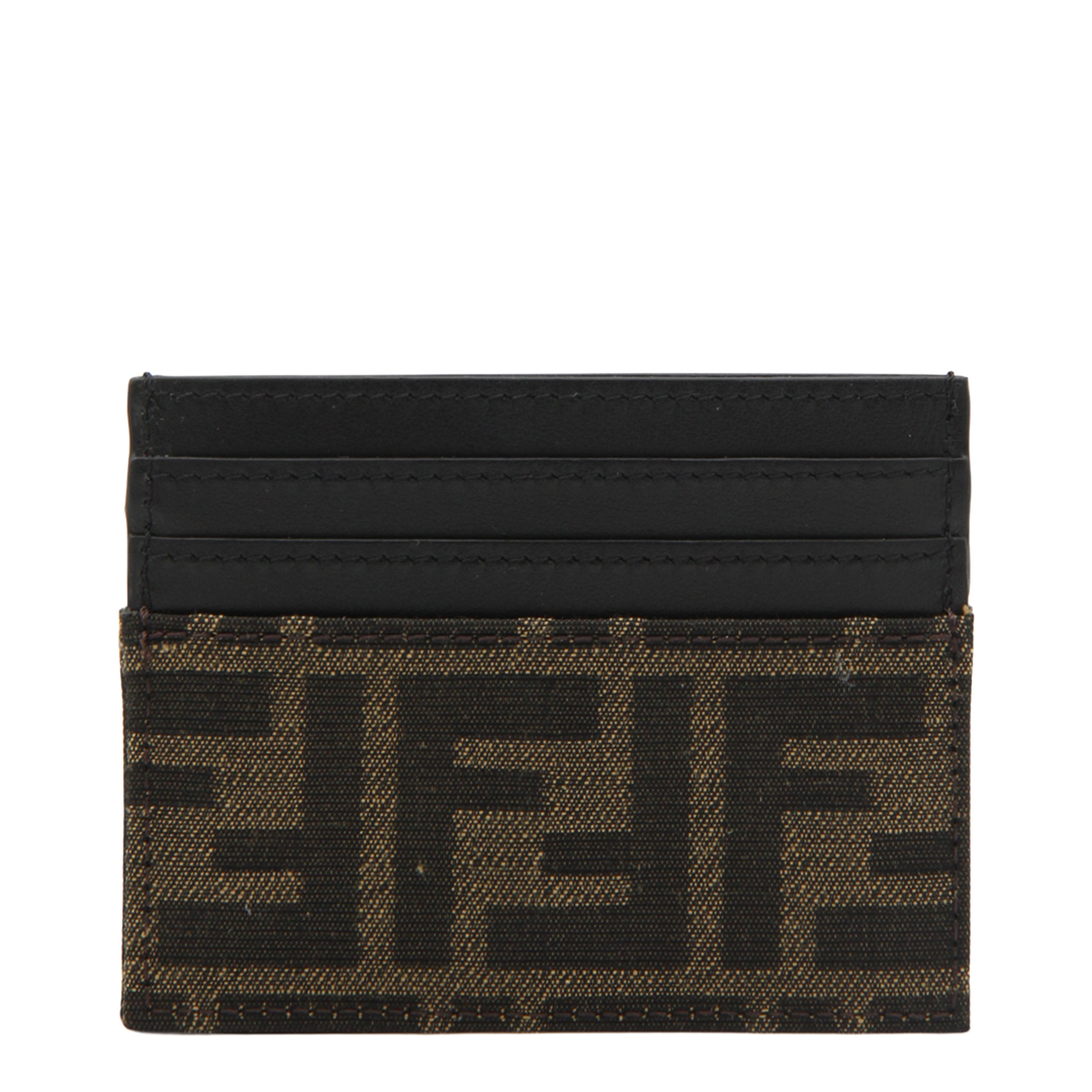FF Jacquard Card Holder Leather Brown