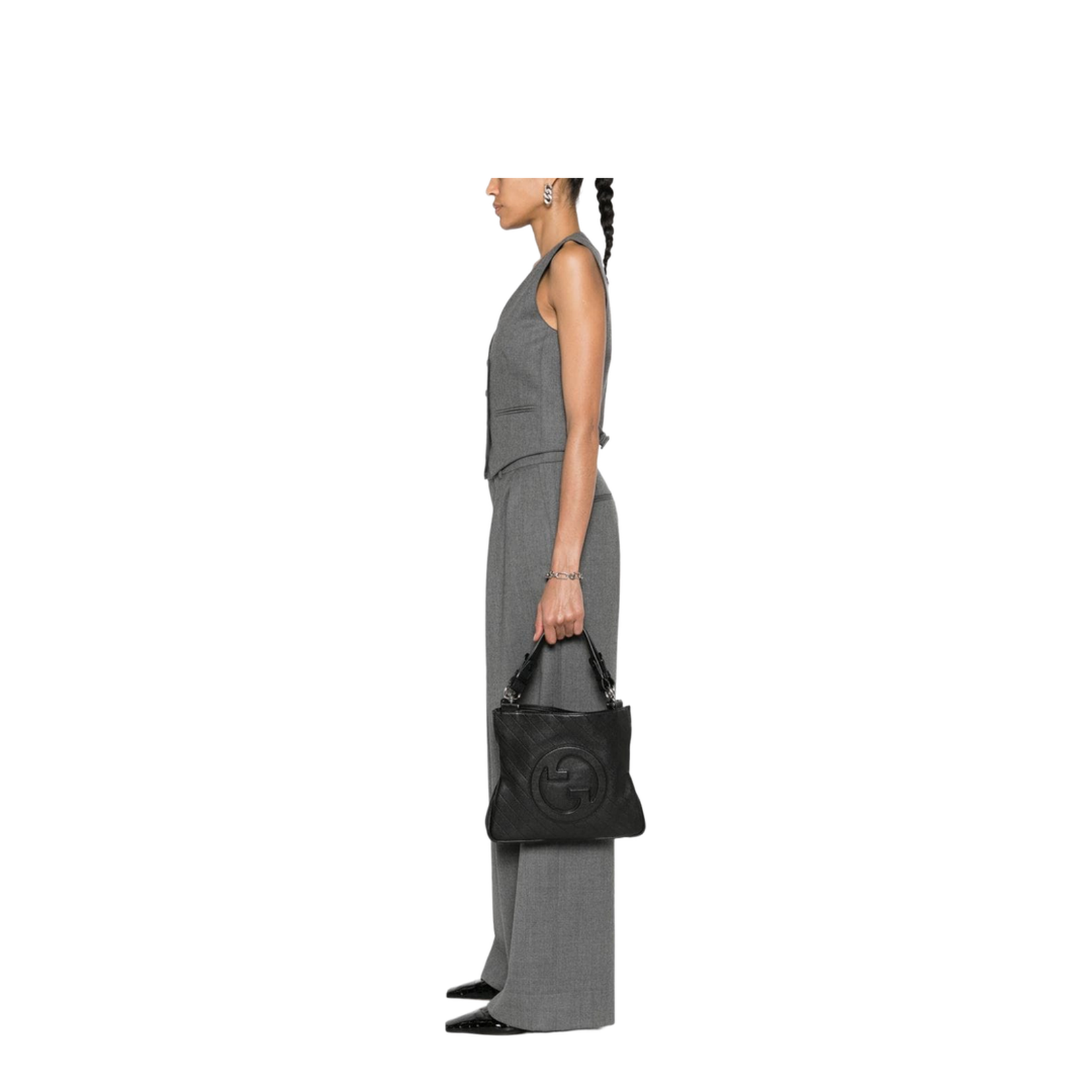 Blondie Medium Leather Shoulder Bag - Black