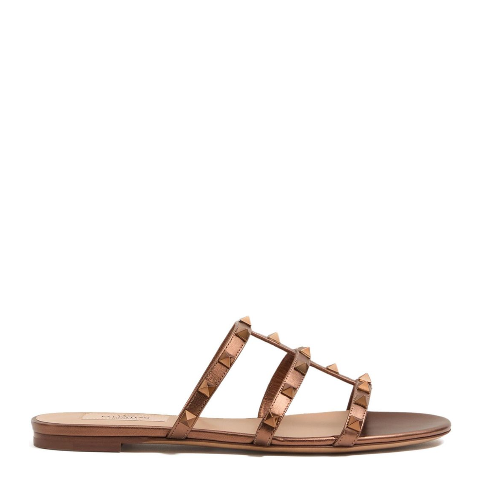 Rockstud Leather Flat Sandals