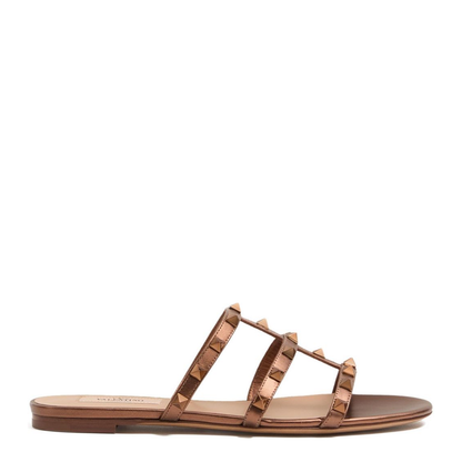 Rockstud Leather Flat Sandals