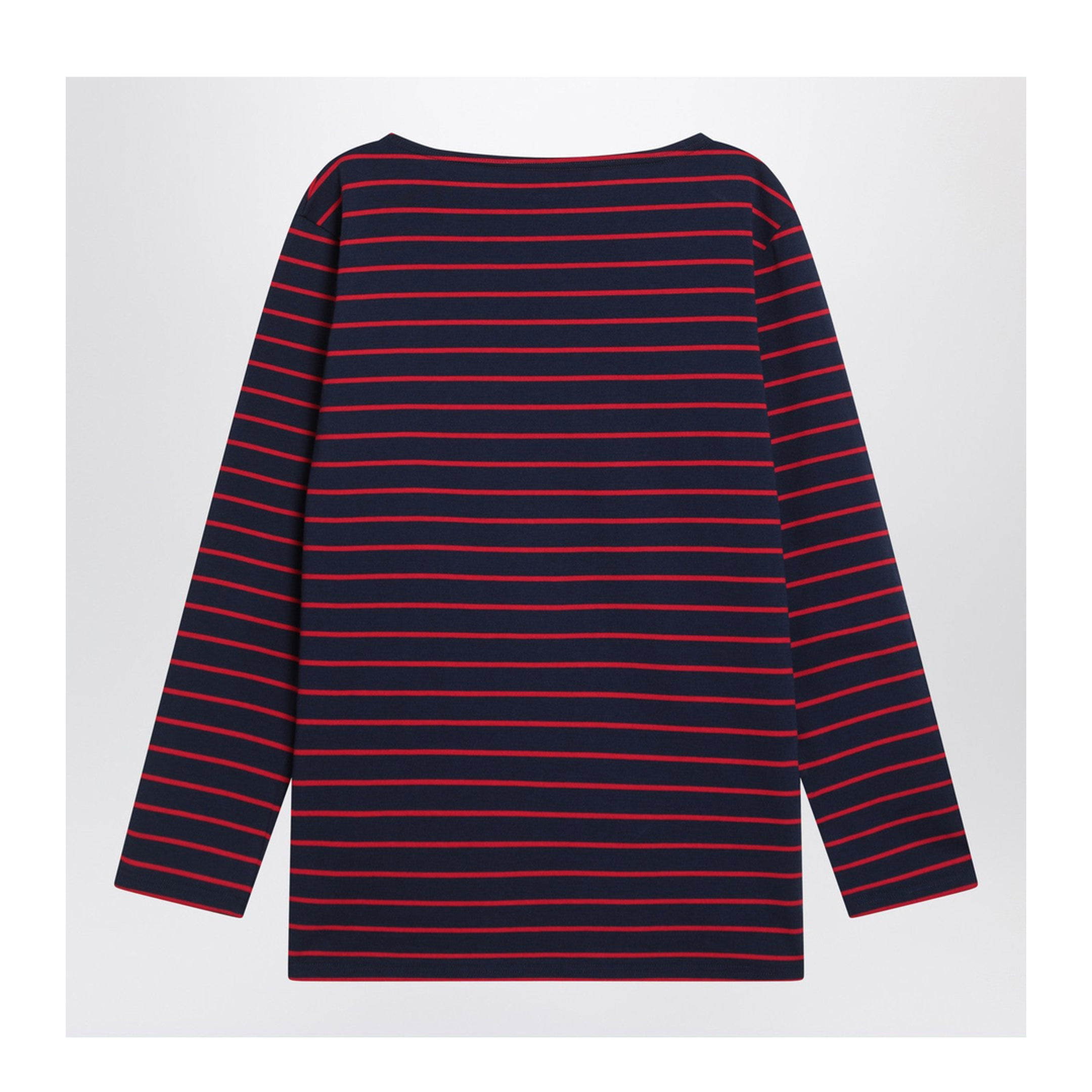 Blue T-shirt with red stripes