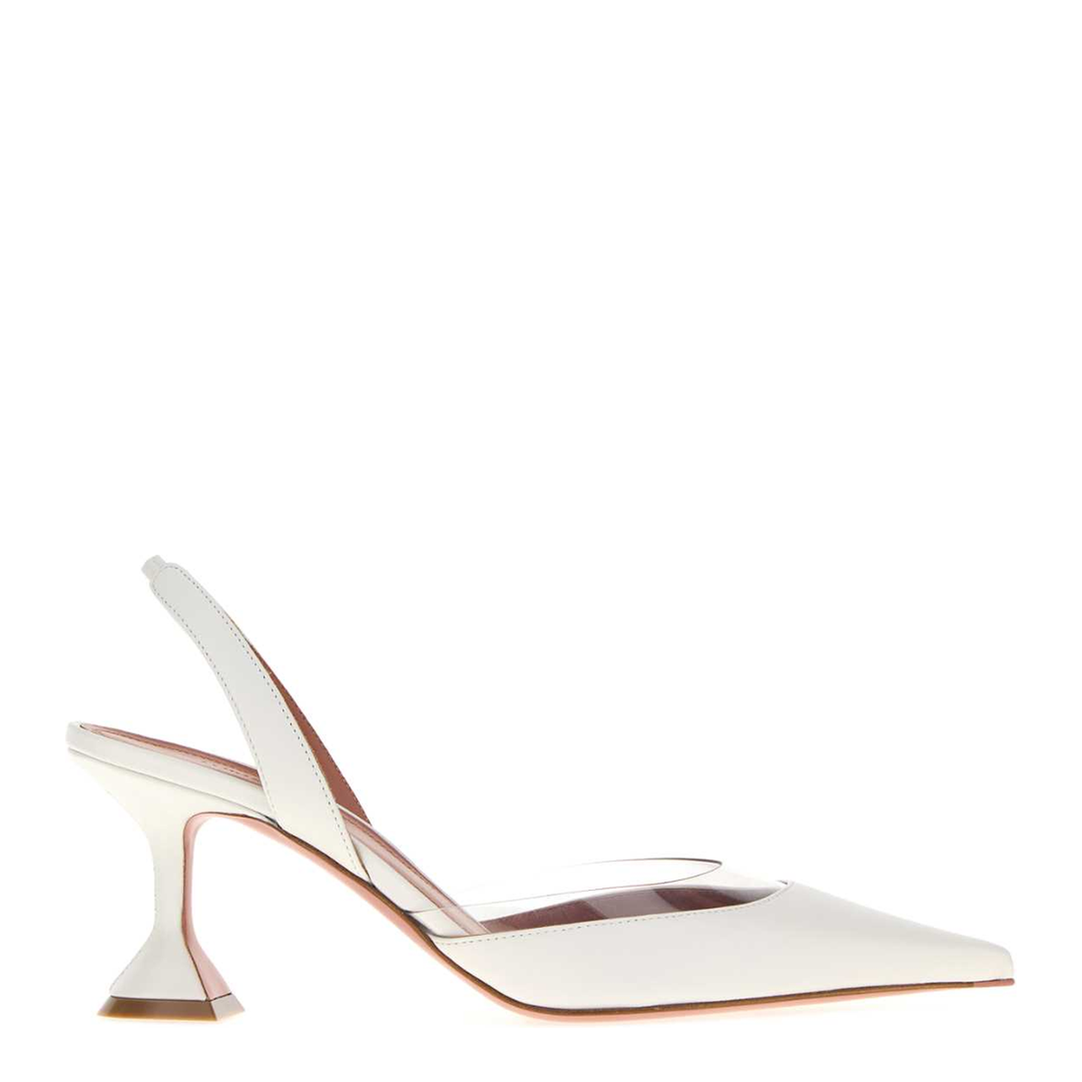 MAYFEYR - Amina Muaddi - Lara Sling 70 White Pumps - LARASLING70WHITRA