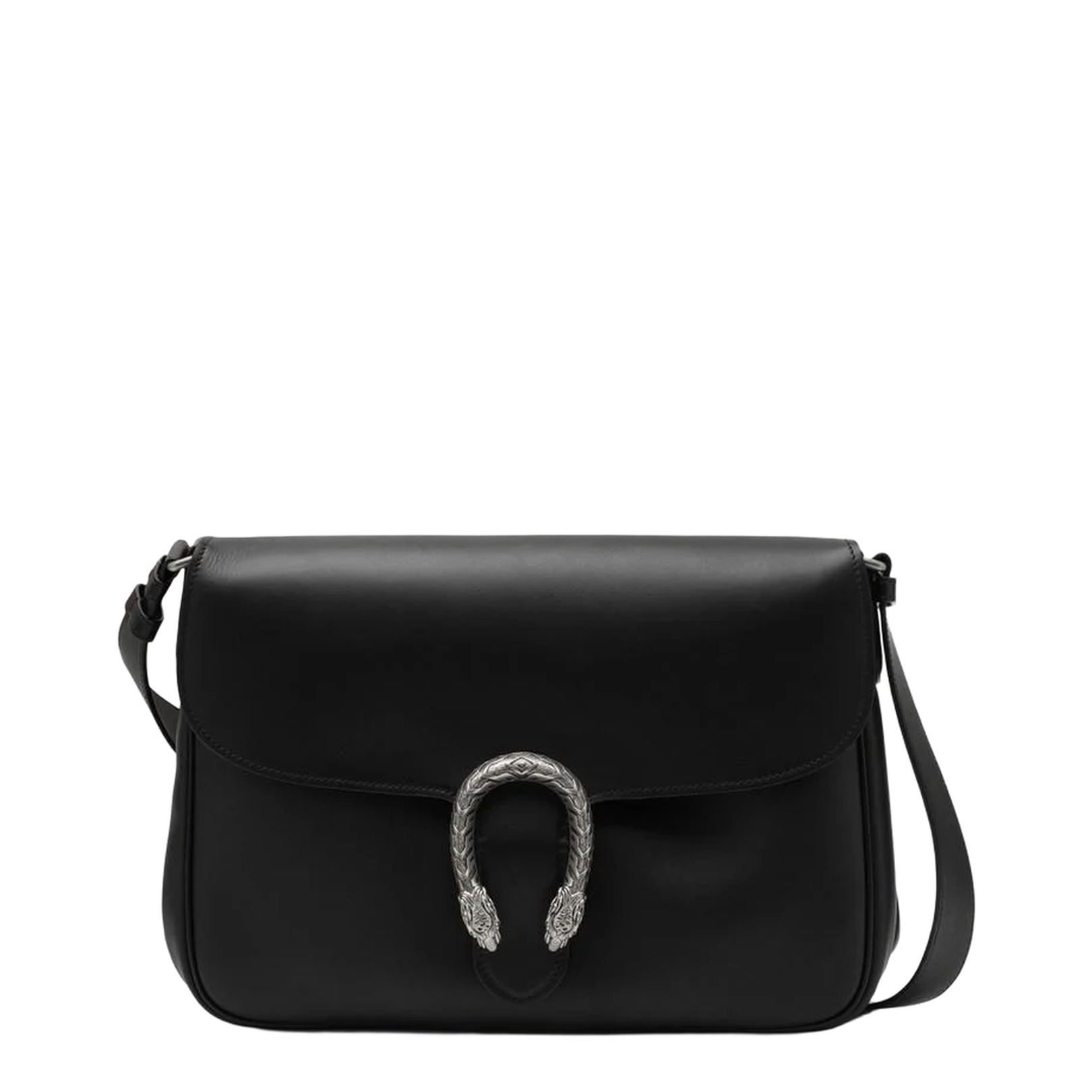 Black Smooth Leather Shoulder Bag
