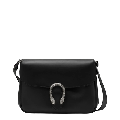 Black Smooth Leather Shoulder Bag