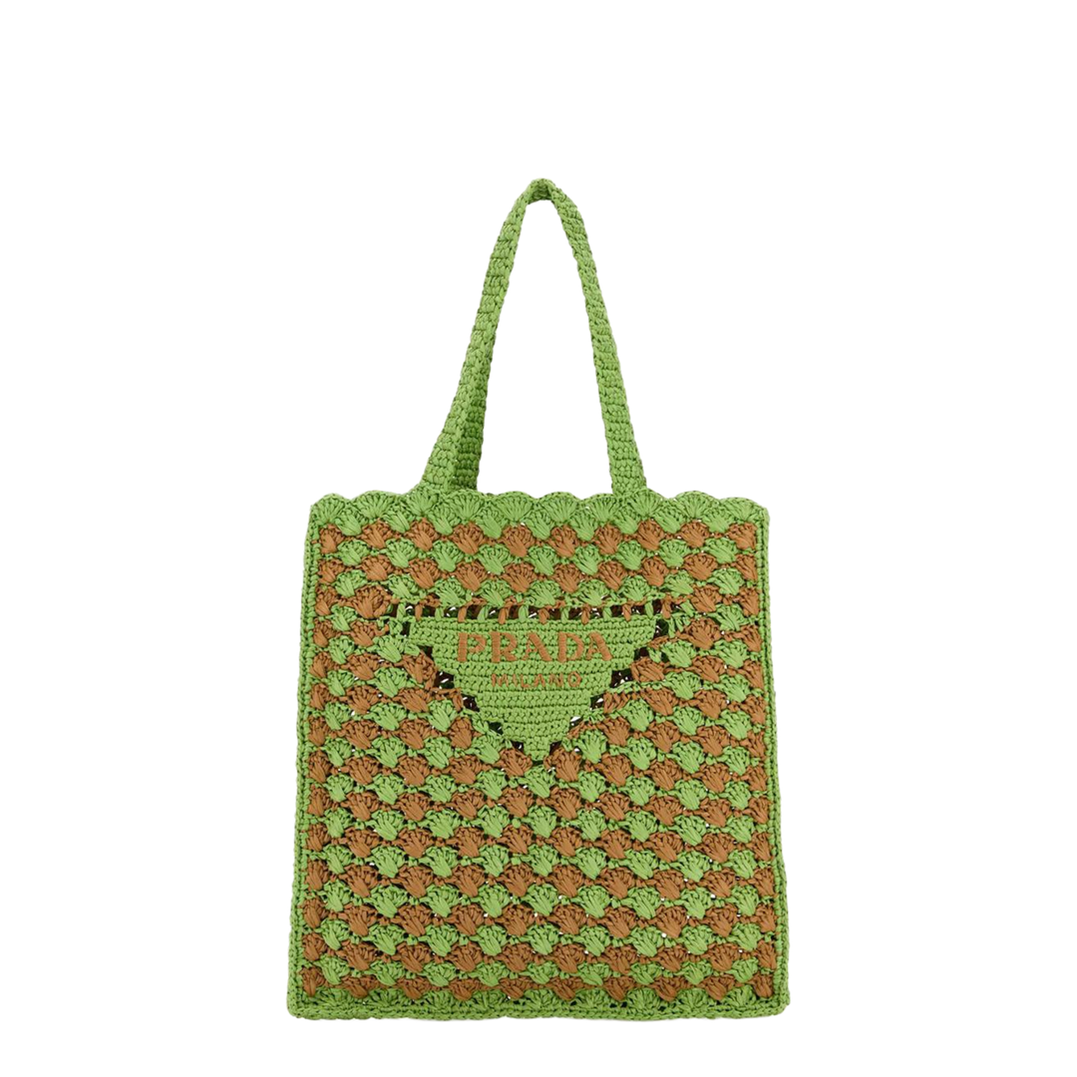 Two-tone raffia shopping bag