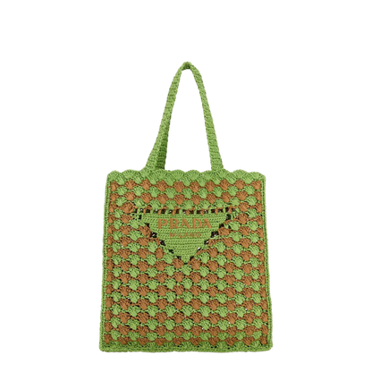 Two-tone raffia shopping bag