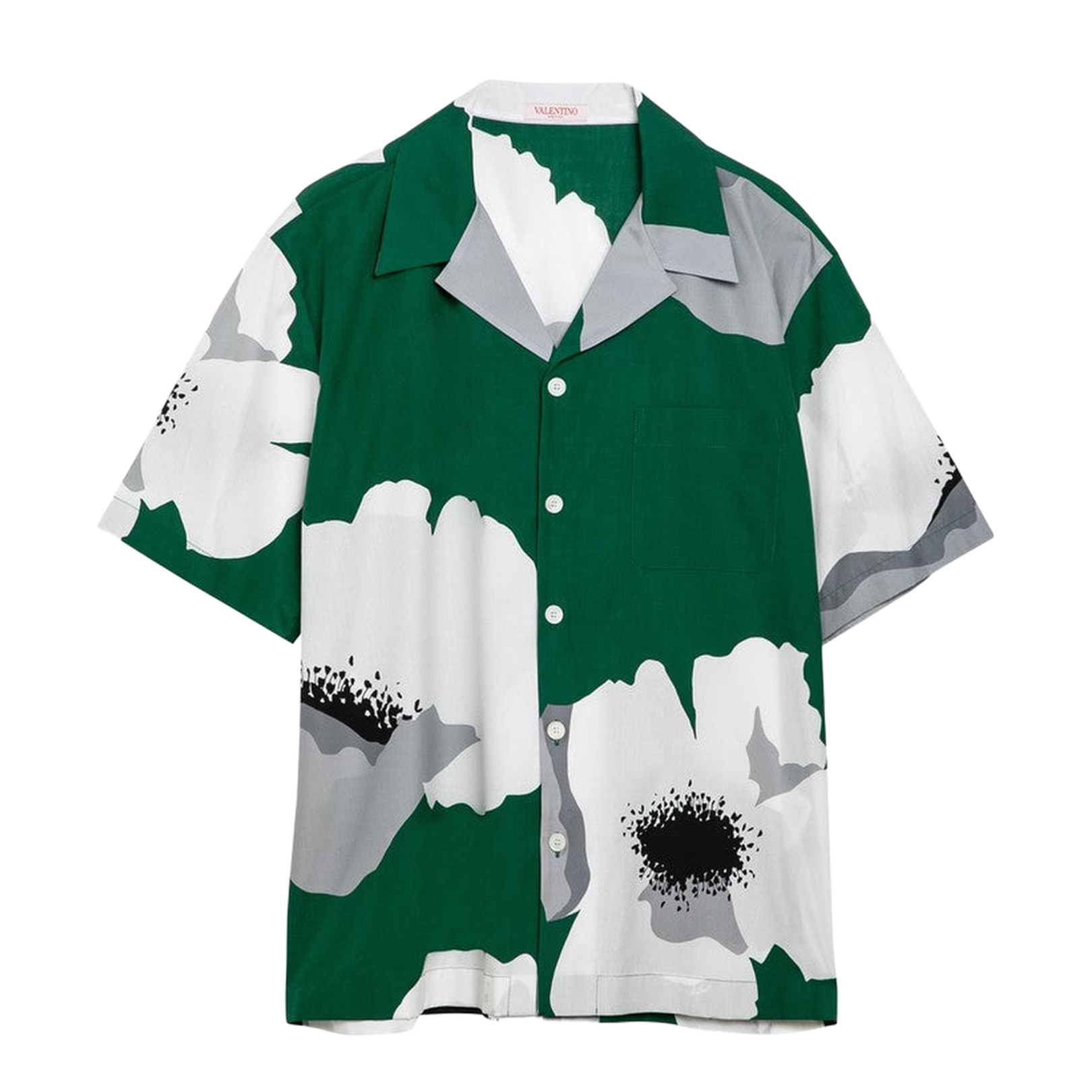 Emerald Green/Grey Cotton Flower Portrait Shirt