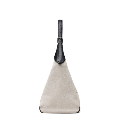 The Sack Bag Canvas Shoulder Bag - Ivory/Black