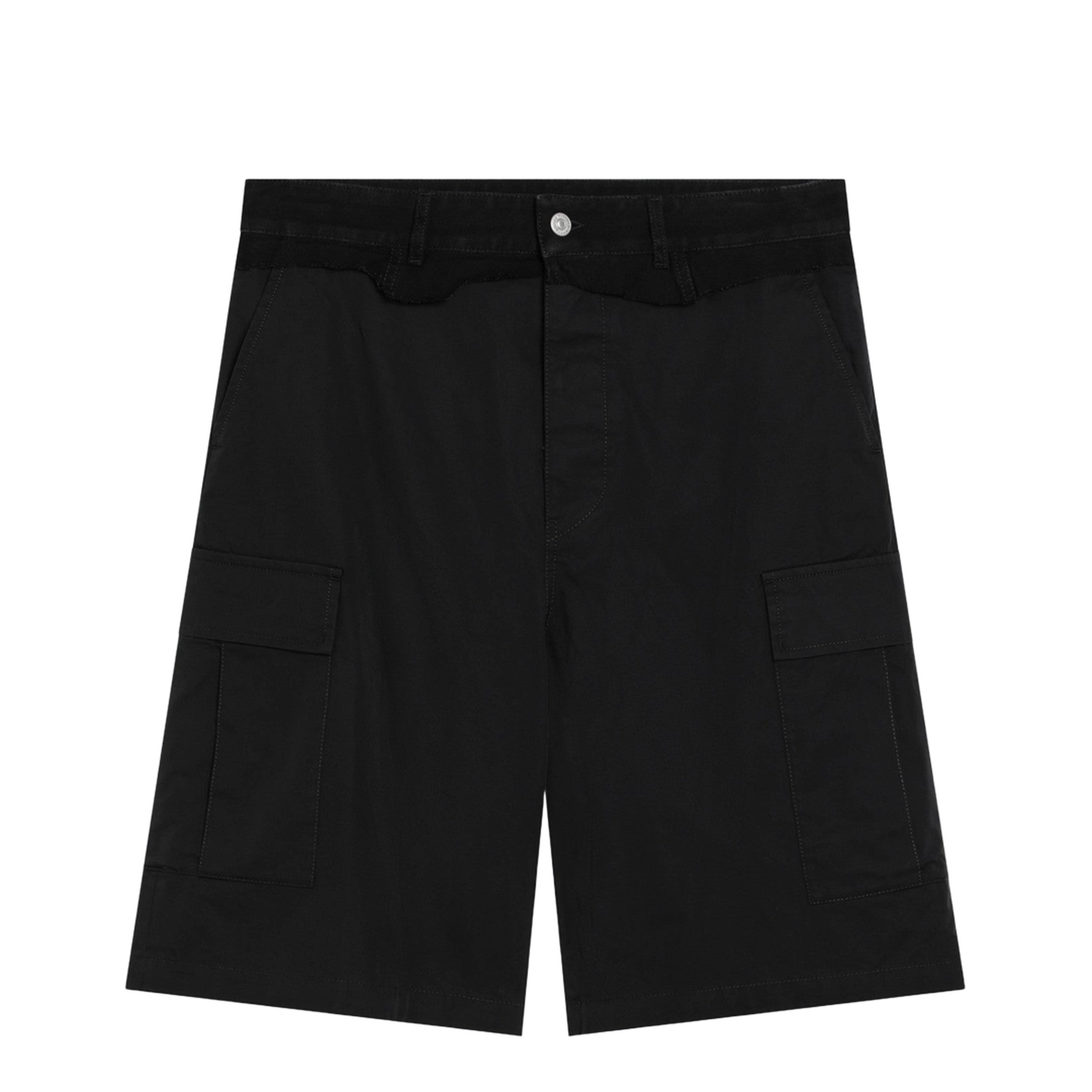 Black Wool-Blend Cargo Bermuda Shorts