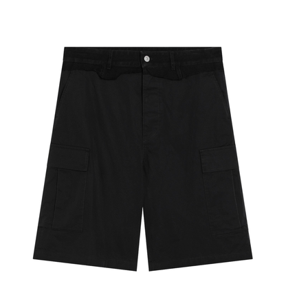 Black Wool-Blend Cargo Bermuda Shorts