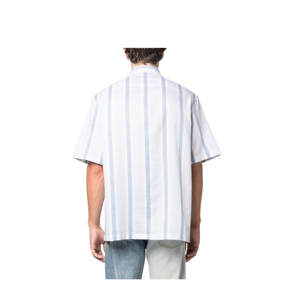 Blue Striped Embroidered Shirt