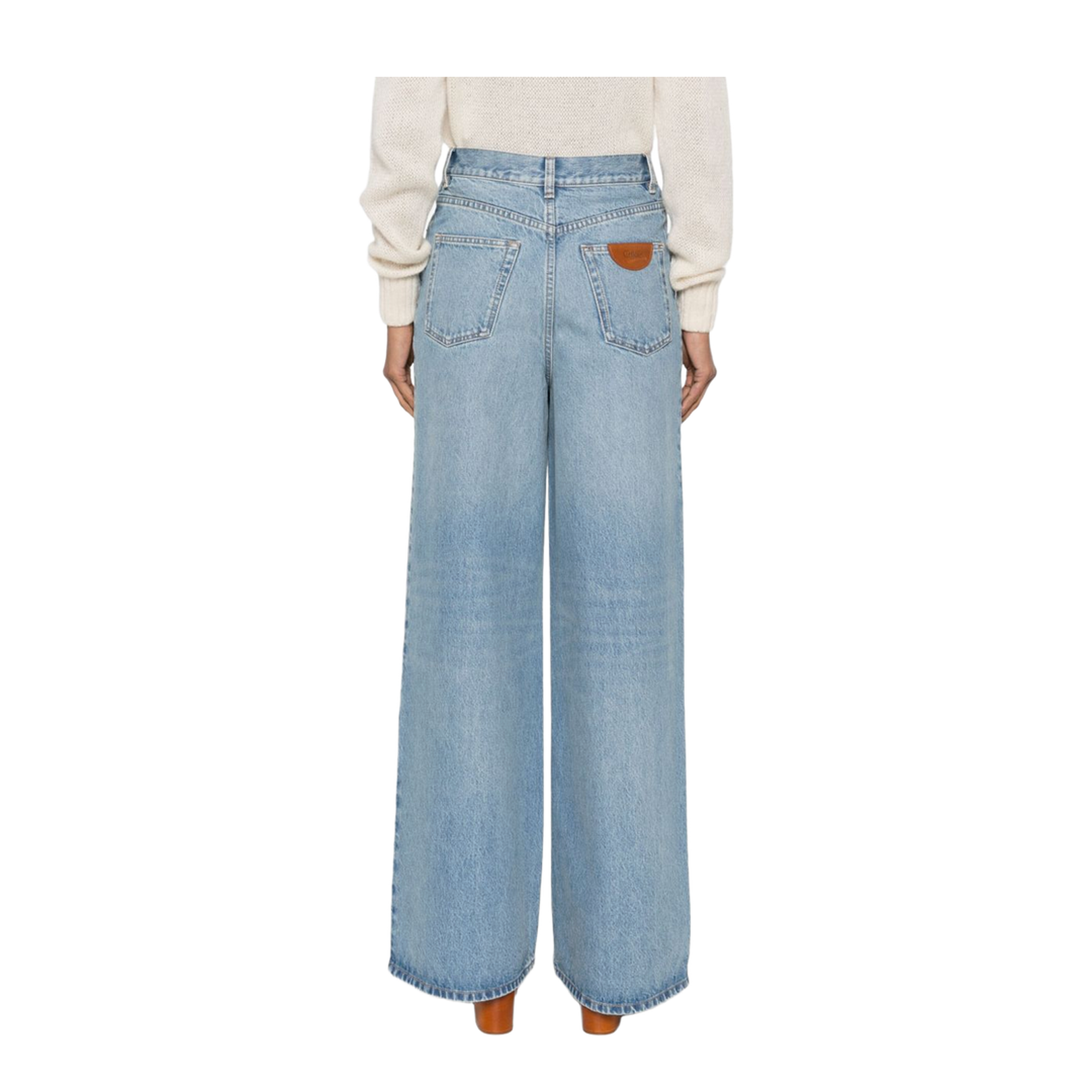 High-Rise Wide-Leg Jeans in Iced Blue