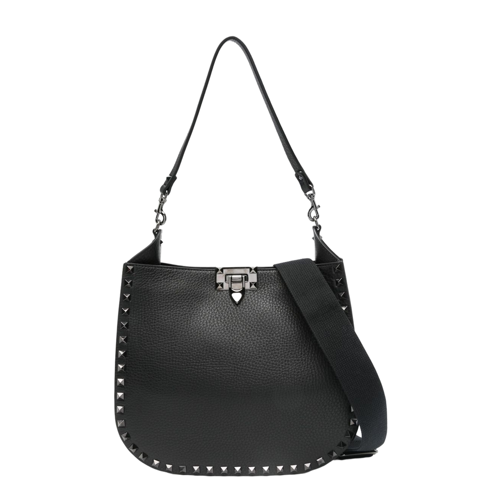 Rockstud Leather Hobo Bag